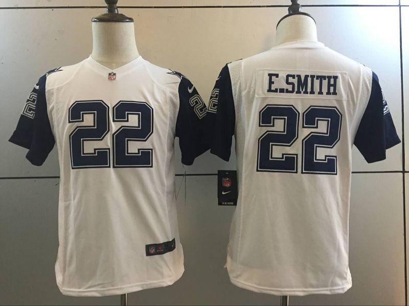Youth Dallas Cowboys 22 E.Smith White 2016 Nike Stitched NFL Limited Rush Jersey